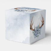 Boho Deer gewei met blauwe bloemen bruiloft Bedankdoosjes (Achterkant)