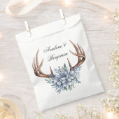 Boho Deer gewei met blauwe bloemen bruiloft Bedankzakje (Geknipt)