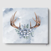 Boho Deer gewei met blauwe bloemen bruiloft Gastenboek (Achterkant)
