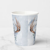 Boho Deer gewei met blauwe bloemen bruiloft Papieren Bekers (Links)