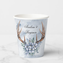 Boho Deer gewei met blauwe bloemen bruiloft Papieren Bekers