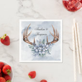 Boho Deer gewei met blauwe bloemen bruiloft Servet (Insitu)