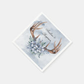 Boho Deer gewei met blauwe bloemen bruiloft Servet (Hoek)