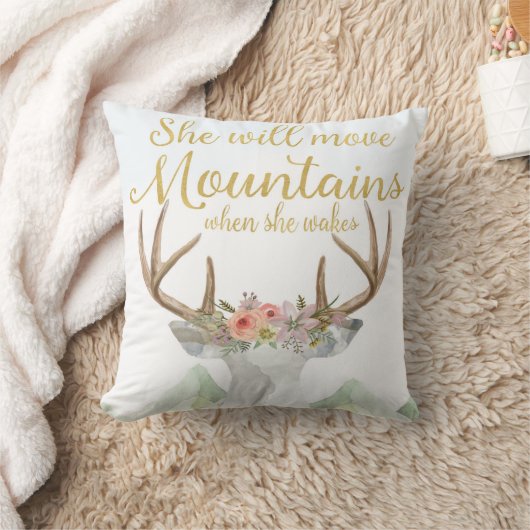 Boho Deer Move Mountains Baby Girl Nursery Pillow Kussen (Deken)