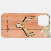Boho Deer Skull Floral Monogram Terra Cotta Case-Mate iPhone Case (Achterkant (horizontaal))