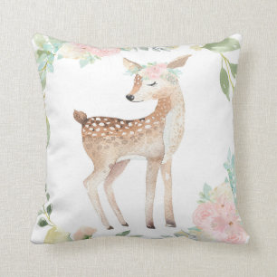 Boho Deer Woodland Blush Baby Girl Nursery Pillow Kussen