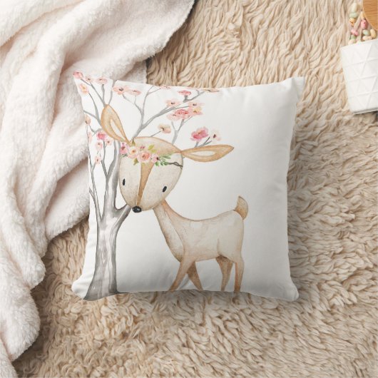 Boho Deer Woodland Floral Baby Nursery Pillow Kussen (Deken)