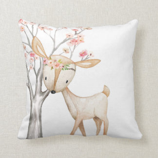 Boho Deer Woodland Floral Baby Nursery Pillow Kussen