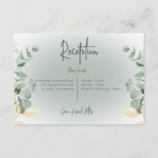 Boho Delicate Groen Moderne Receptie Informatiekaartje (Voorkant)