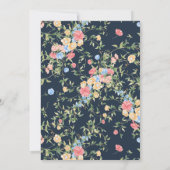Boho Delicate Wilde Bloemen Navy Trouwfeest Kaart (Achterkant)