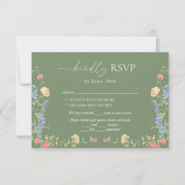 Boho Delicate Wildebloem Salie Groene Trouw RSVP Kaartje