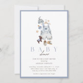 Boho Denim Boy's rustieke  Baby shower Kaart (Voorkant)