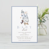 Boho Denim Boy's rustieke  Baby shower Kaart (Staand voorkant)