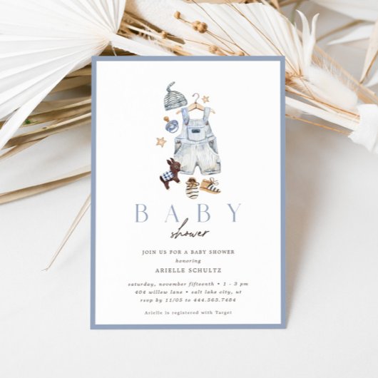 Boho Denim Boy's rustieke  Baby shower Kaart