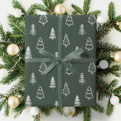 Boho dennenbomen modern kerstfeest minimalistische cadeaupapier