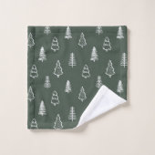 Boho dennenbomen modern winterbos donkergroen bad handdoek (Wasdoekje)