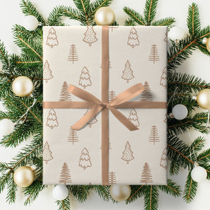Boho dennenbomen neutrale winter minimalistische b cadeaupapier