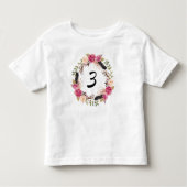 Boho Derde Verjaardagsfeest 3e Jaar Bloemen  Kinder Shirts (Voorkant)