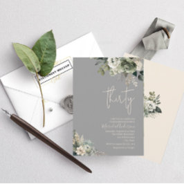 Boho dertig groene bloemen waterverf verjaardag kaart