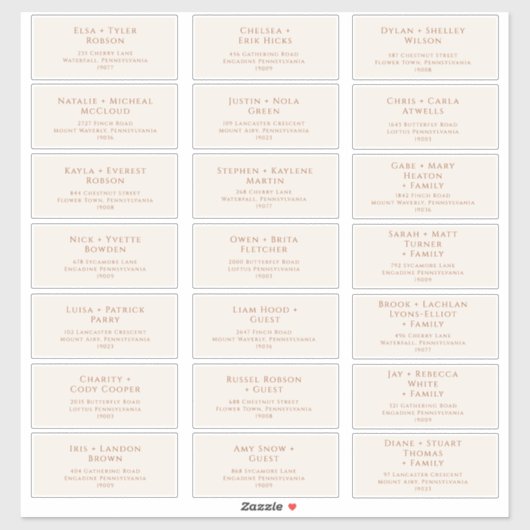 Boho Desert | Adresetiketten voor beige weddenscha Sticker (Vel)