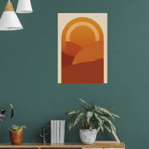 Boho Desert Arch Landschaps Poster Retro Zon Ter