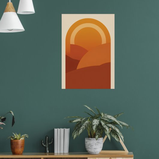 Boho Desert Arch Landschaps Poster | Retro Zon Ter (Woonkamer 1)