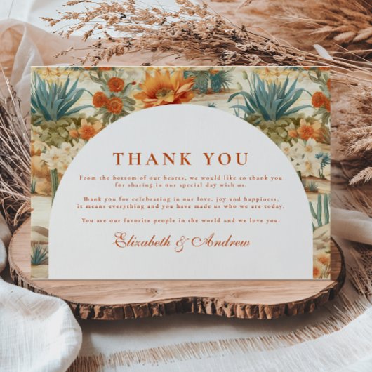 Boho Desert Arch Wedding Bedankkaart