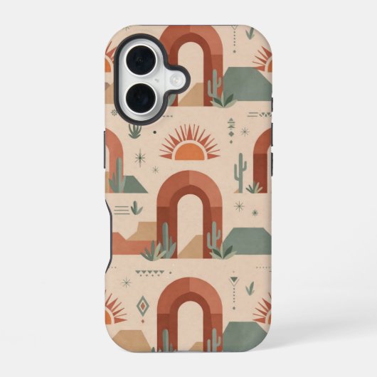 Boho Desert Arches Sunset Minimal Case iPhone 16 Hoesje (Achterkant)