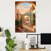 boho-desert-archway-sunset-geometric-courtyard-wal poster (Thuiskantoor)