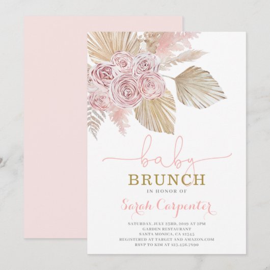 Boho Desert Baby shower Brunch meisje uitnodiging (Voorkant / Achterkant)