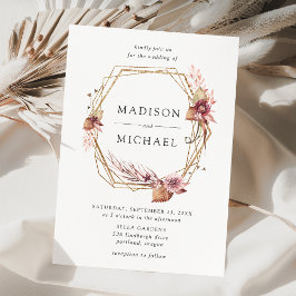 Boho Desert Bloemen Bruiloft Kaart