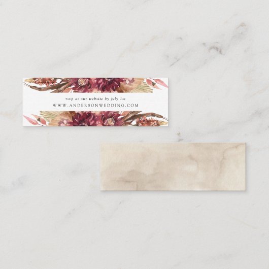 Boho Desert Bloemen Bruiloft RSVP Kaarten Mini Visitekaartje (Voorkant / Achterkant)