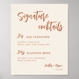 Boho Desert Bruiloft Signature Cocktails Bord Poster