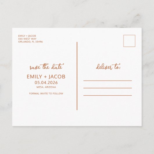 Boho Desert Budget Wedding Save the Date Aankondigingskaart (Achterkant)