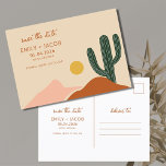 Boho Desert Budget Wedding Save the Date Aankondigingskaart<br><div class="desc">Ideaal voor het koppel dat hun Boho-bruiloft op touw zet. Deze budgetbruiloft bevat de datum-briefkaart met cactus in een kleurrijk ontwerp dat is gedrukt met je trouwgegevens.</div>