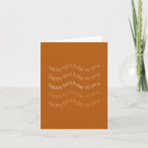 Boho Desert Burnt Oranje Wavy Text Happy Birthday