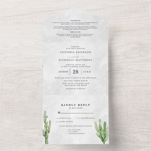 Boho Desert Cactus | All-in-One Trouw Uitnodiging (Binnen)