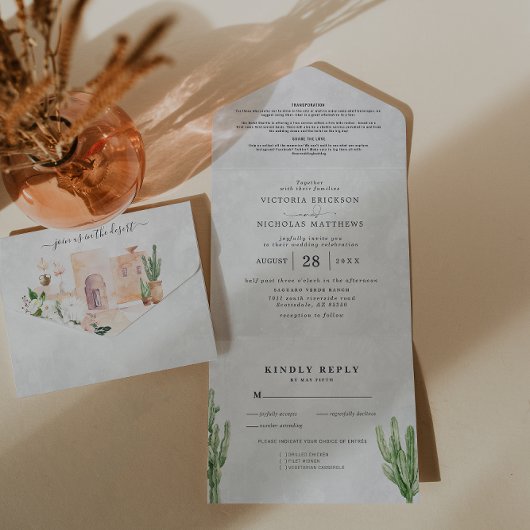 Boho Desert Cactus | All-in-One Trouw Uitnodiging