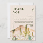 Boho Desert Cactus Arizona Bestemming Bruiloft Bedankkaart (Voorkant)