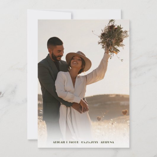 Boho Desert Cactus Arizona Bestemming Bruiloft Bedankkaart (Achterkant)