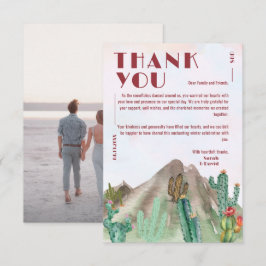 Boho Desert Cactus Arizona Bestemming bruiloft Bedankkaart