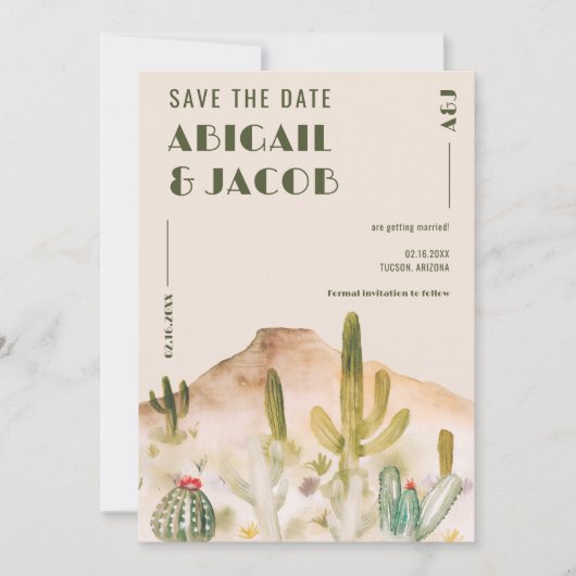 Boho Desert Cactus Arizona Bestemming bruiloft Save The Date (Voorkant)