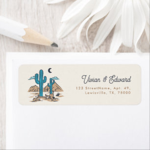 Boho Desert Cactus Arizona Huwelijk Retouradres Etiket