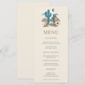 Boho Desert Cactus Arizona Phoenix Huwelijk Menu (Voorkant / Achterkant)