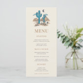 Boho Desert Cactus Arizona Phoenix Huwelijk Menu (Staand voorkant)
