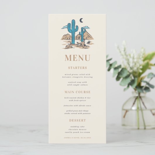Boho Desert Cactus Arizona Phoenix Wedding Menu (Staand voorkant)