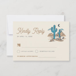 Boho Desert Cactus Arizona Southwestern Wedding RSVP Kaartje