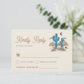 Boho Desert Cactus Arizona Southwestern Wedding RSVP Kaartje (Staand voorkant)