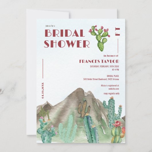Boho Desert Cactus Arizona vrijgezellenfeest Kaart (Voorkant)