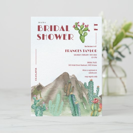 Boho Desert Cactus Arizona vrijgezellenfeest Kaart (Staand voorkant)